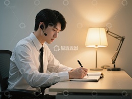 职场人士专注工作记录笔记