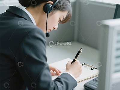 客服人员专注记录客户信息