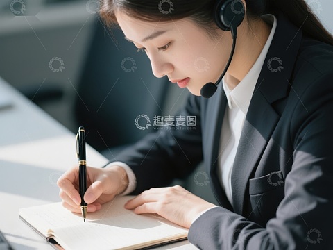 客服人员专注记录笔记