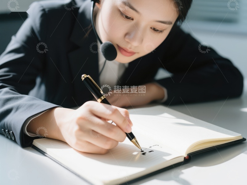 高清大图下载【趣麦麦图】职场女性专注书写笔记