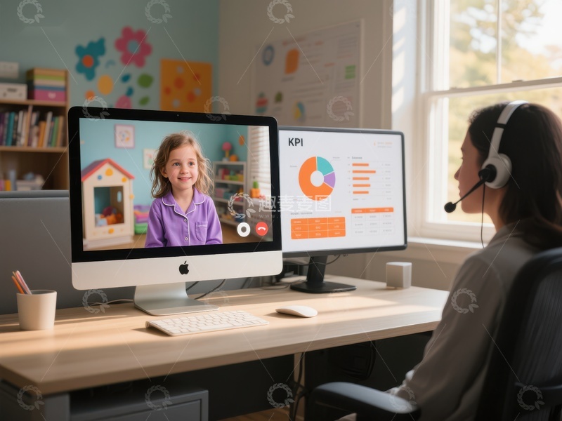 高清大图下载【趣麦麦图】远程办公与儿童视频通话