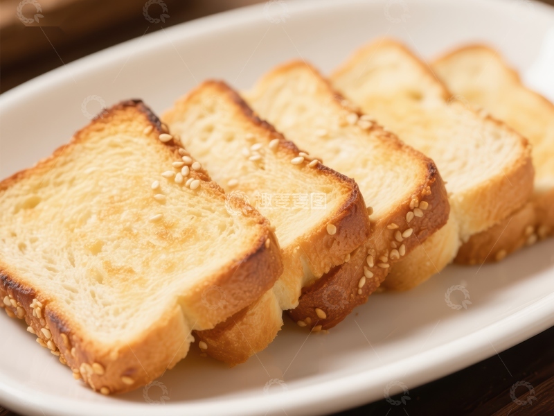 高清大图下载【趣麦麦图】金黄色烤面包片整齐排列