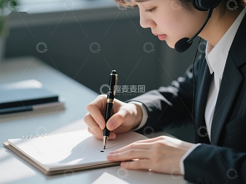 客服人员专注记录笔记