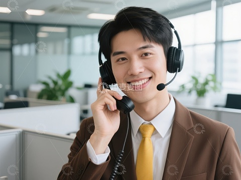 客服人员微笑接听电话