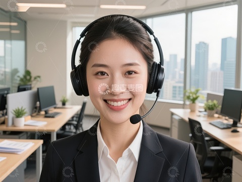 办公室中的微笑客服人员