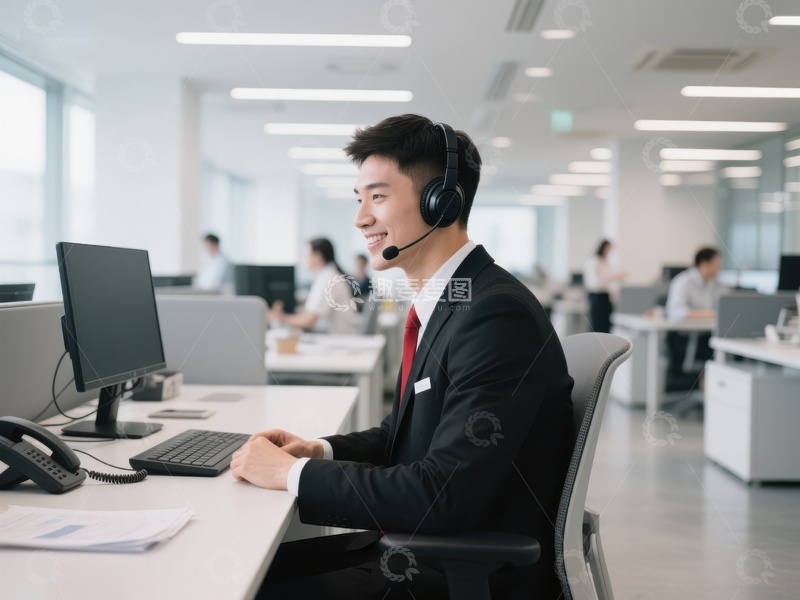 高清大图下载【趣麦麦图】客服人员在办公室工作