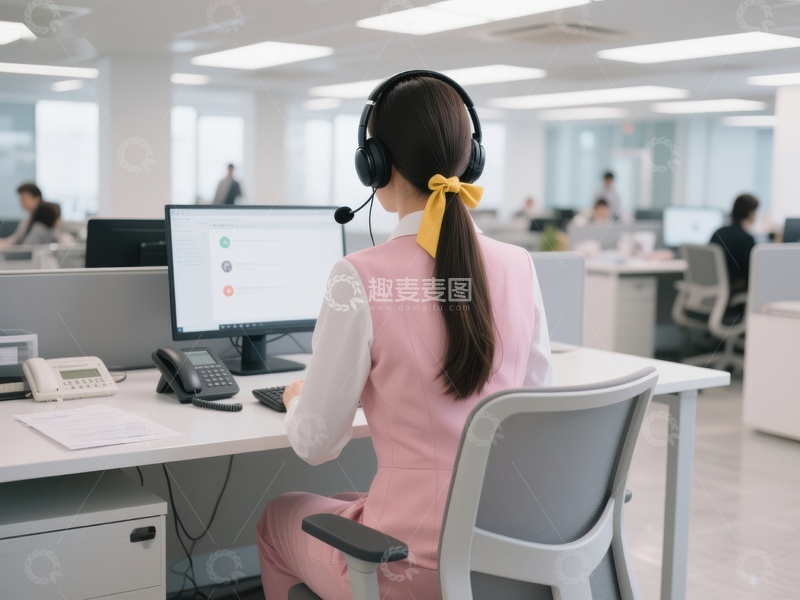 高清大图下载【趣麦麦图】办公室内客服人员工作场景