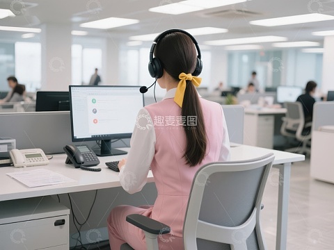 办公室内客服人员工作场景