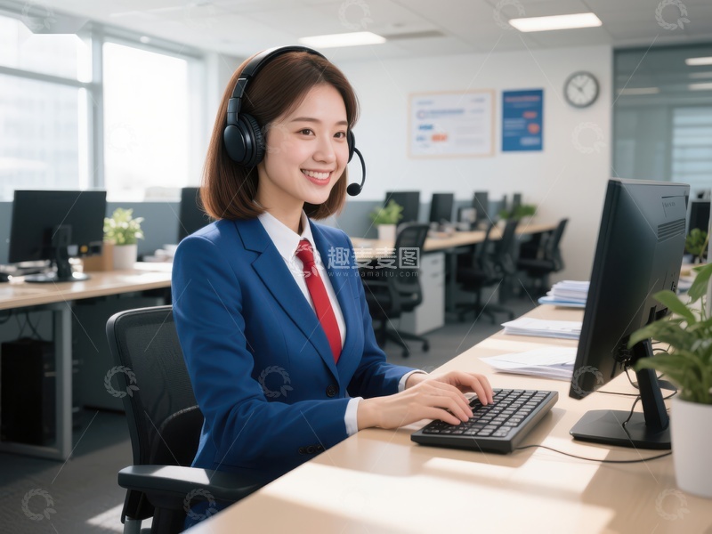 高清大图下载【趣麦麦图】客服人员正在办公室工作