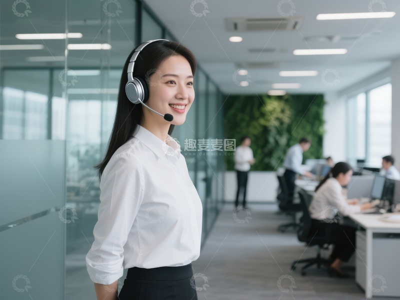 高清大图下载【趣麦麦图】客服人员在办公室微笑工作