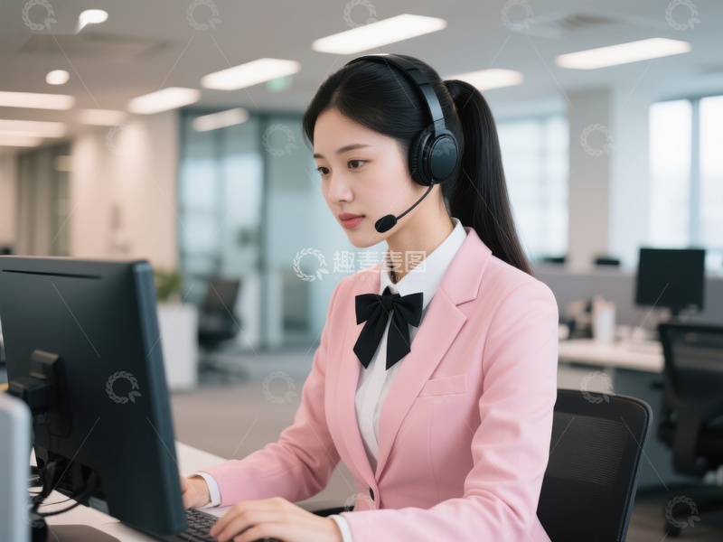 高清大图下载【趣麦麦图】客服人员专注工作