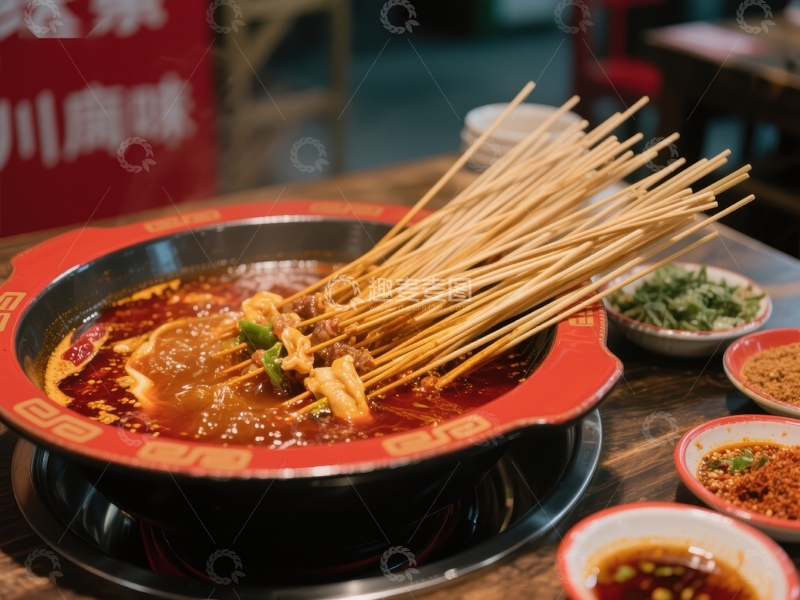 高清大图下载【趣麦麦图】麻辣串串香，热气腾腾的美食诱惑