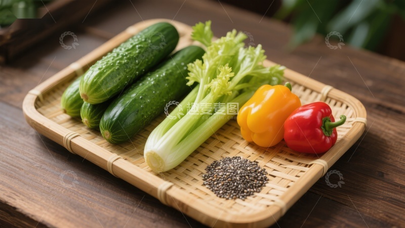 高清大图下载【趣麦麦图】新鲜蔬菜摆盘，健康食材展示