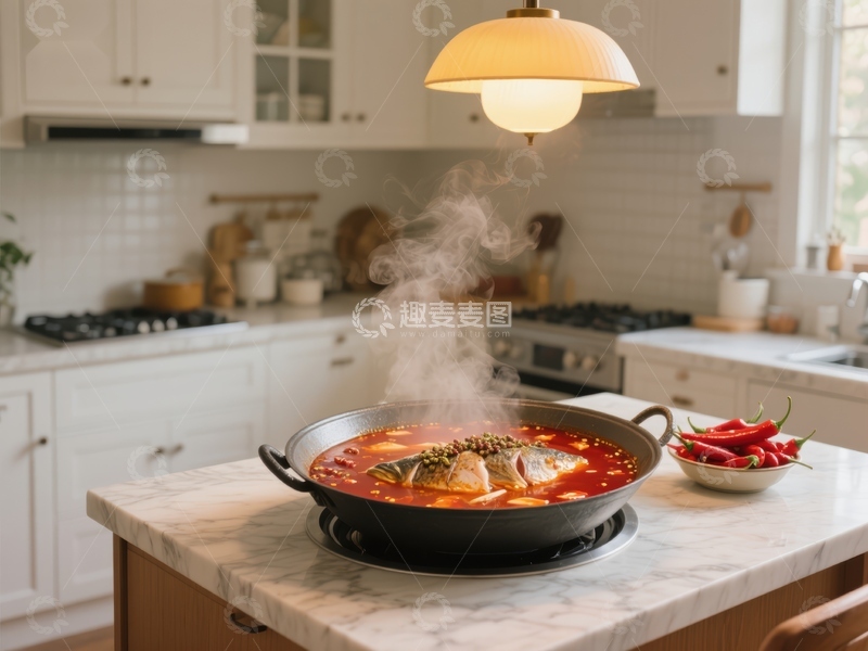 高清大图下载【趣麦麦图】厨房热气腾腾的火锅