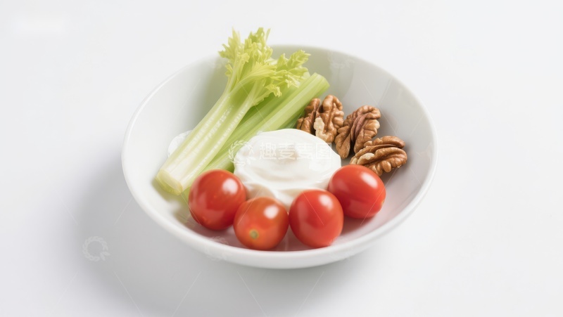 高清大图下载【趣麦麦图】健康轻食：蔬菜坚果配酸奶