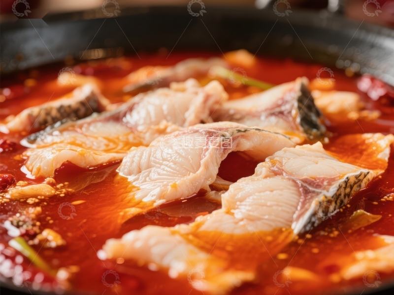 高清大图下载【趣麦麦图】麻辣鱼片火锅特写