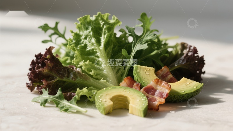 高清大图下载【趣麦麦图】新鲜沙拉配牛油果和培根