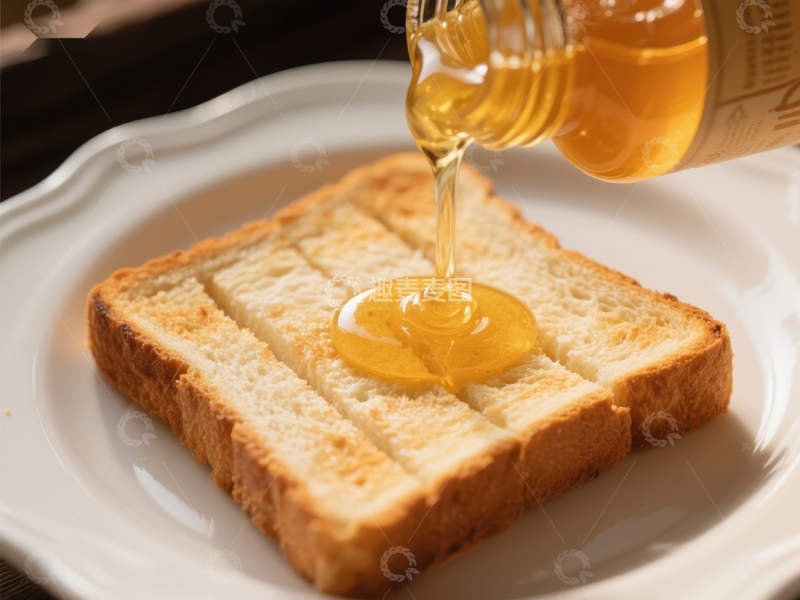 高清大图下载【趣麦麦图】蜂蜜缓缓浇在吐司上