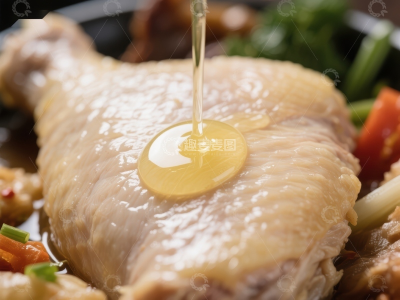 高清大图下载【趣麦麦图】橄榄油浇灌的烤鸡腿特写
