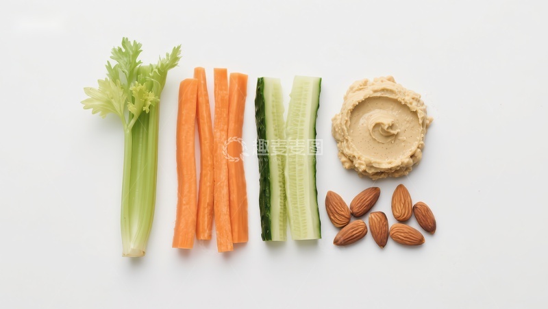 高清大图下载【趣麦麦图】新鲜蔬菜与坚果配鹰嘴豆泥