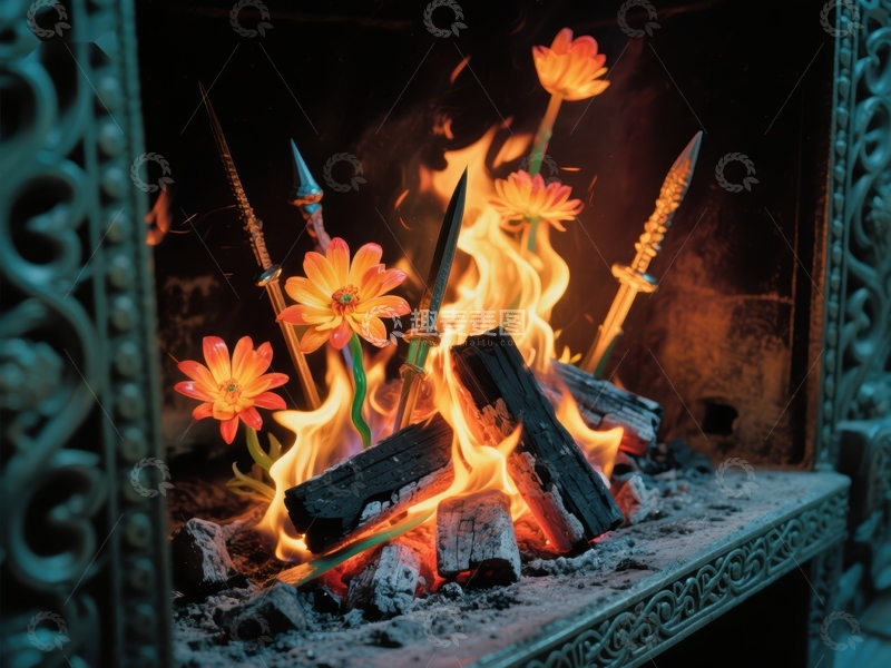 高清大图下载【趣麦麦图】火焰中的花朵：独特艺术装置