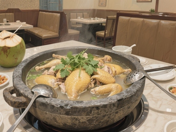 石锅鸡煲，热气腾腾的美味佳肴