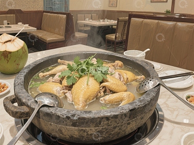 石锅鸡煲，热气腾腾的美味佳肴