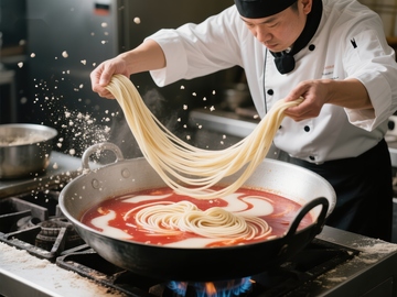 厨师烹饪意大利面