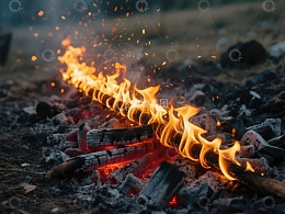 篝火燃烧，火花四溅