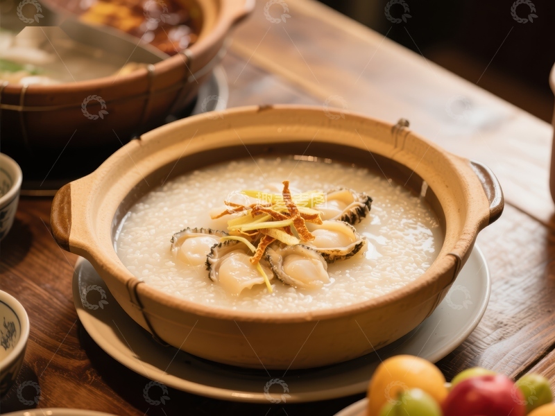 高清大图下载【趣麦麦图】砂锅海鲜粥，美味滋补佳肴