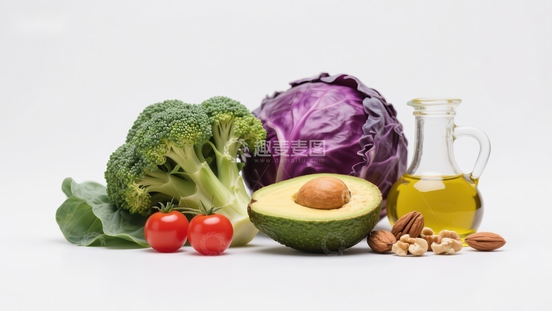 高清大图下载【趣麦麦图】新鲜蔬菜与坚果橄榄油组合