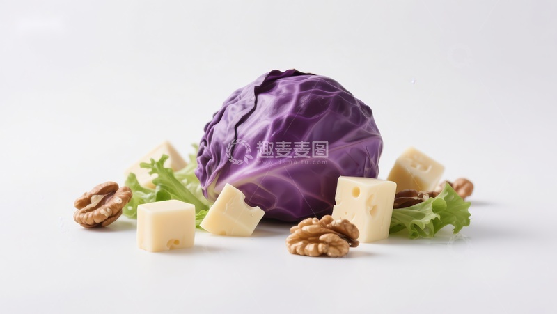高清大图下载【趣麦麦图】紫甘蓝配奶酪与核桃