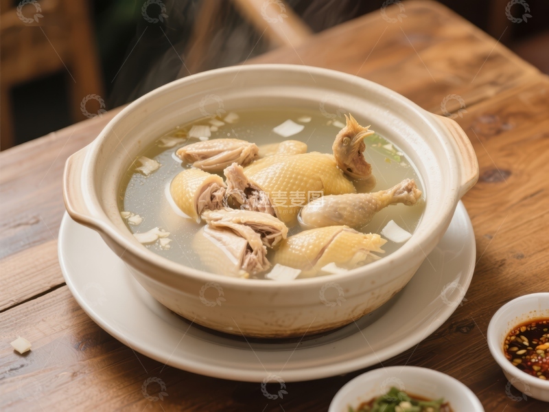高清大图下载【趣麦麦图】热气腾腾的鸡汤，滋补美味