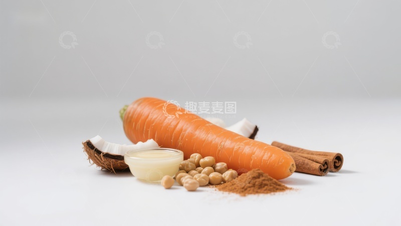 高清大图下载【趣麦麦图】胡萝卜与香料的静物组合