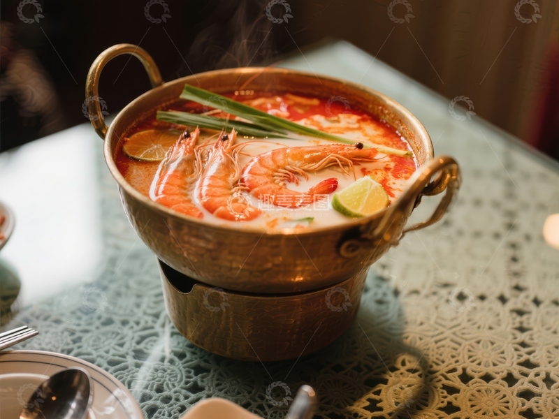 高清大图下载【趣麦麦图】热气腾腾的泰式海鲜汤