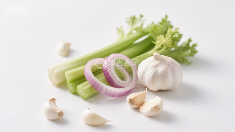 高清大图下载【趣麦麦图】新鲜蔬菜与大蒜的组合