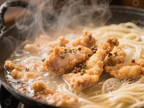 热气腾腾的炸鸡面