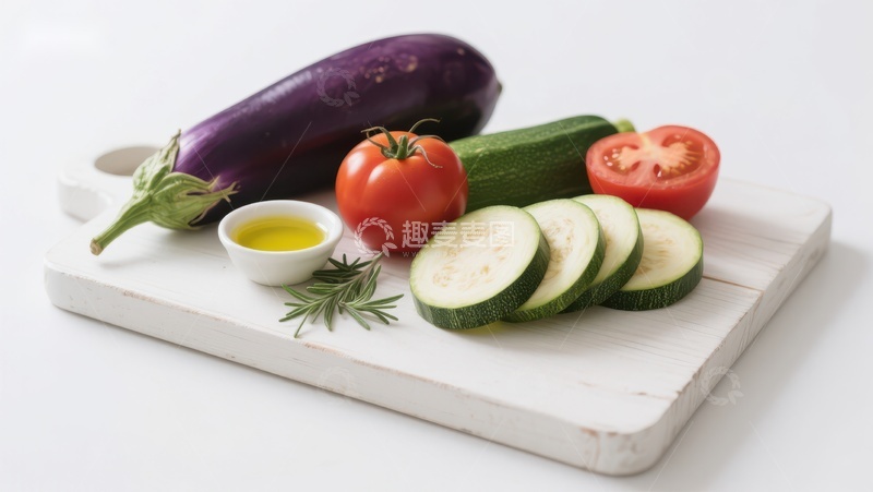 高清大图下载【趣麦麦图】新鲜蔬菜切片与橄榄油
