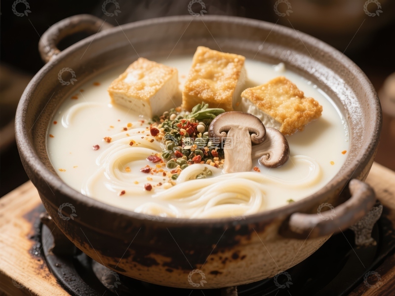 高清大图下载【趣麦麦图】热腾腾的豆腐乌冬汤