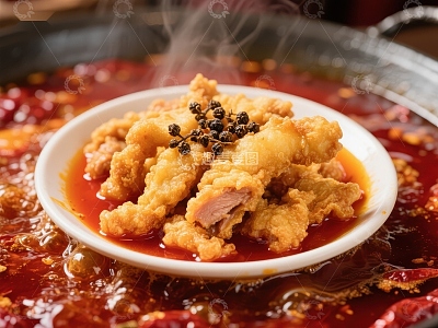 麻辣烫中的酥肉特写