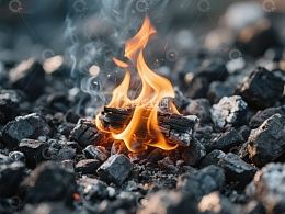 火焰在煤炭中燃烧