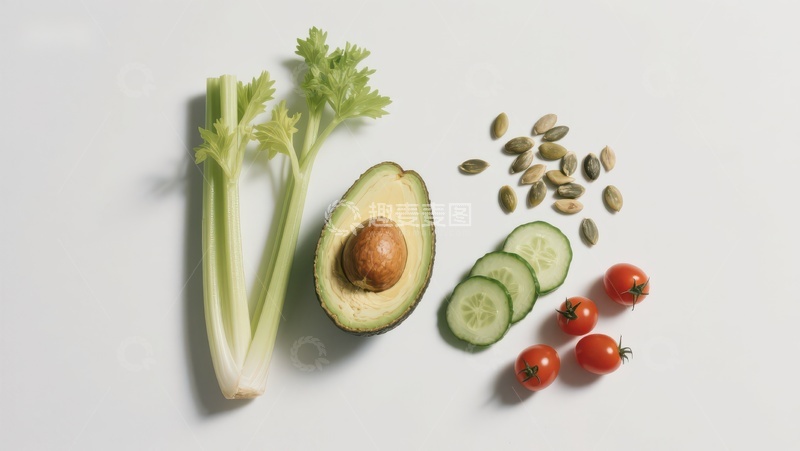 高清大图下载【趣麦麦图】新鲜蔬菜与种子的健康组合