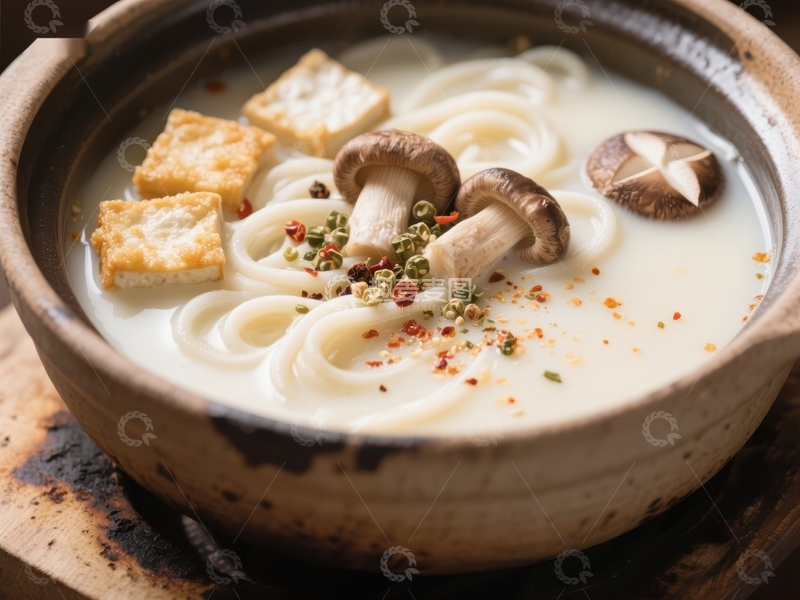 高清大图下载【趣麦麦图】鲜美菌菇豆腐汤面