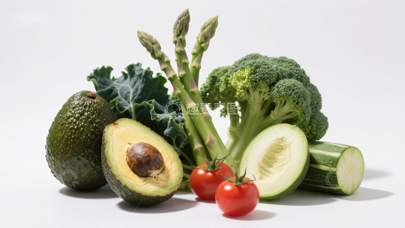 高清大图下载【趣麦麦图】新鲜绿色蔬菜与水果组合
