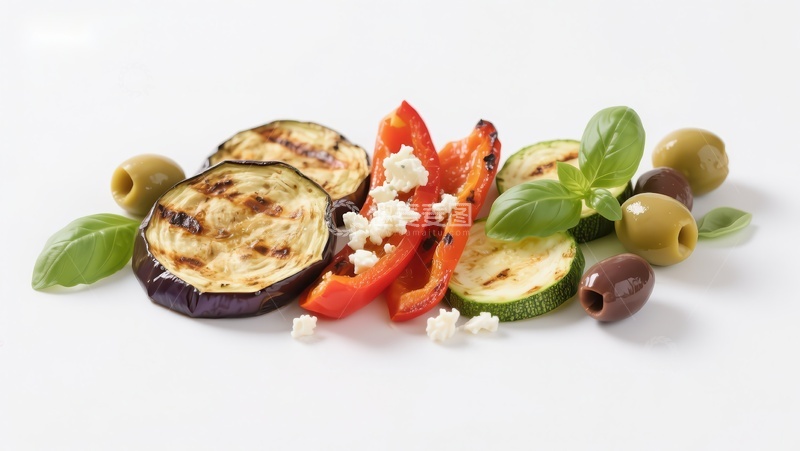 高清大图下载【趣麦麦图】烤蔬菜拼盘与橄榄