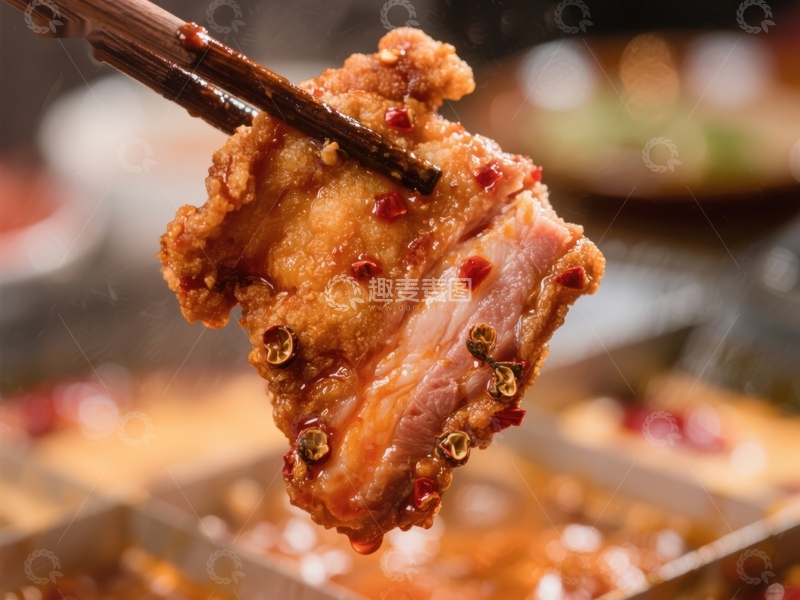 香辣排骨，筷子夹起的美味瞬间