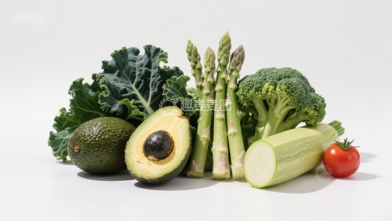 高清大图下载【趣麦麦图】新鲜绿色蔬菜与水果组合