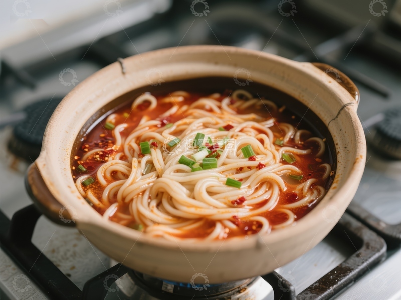 高清大图下载【趣麦麦图】热气腾腾的红油面碗