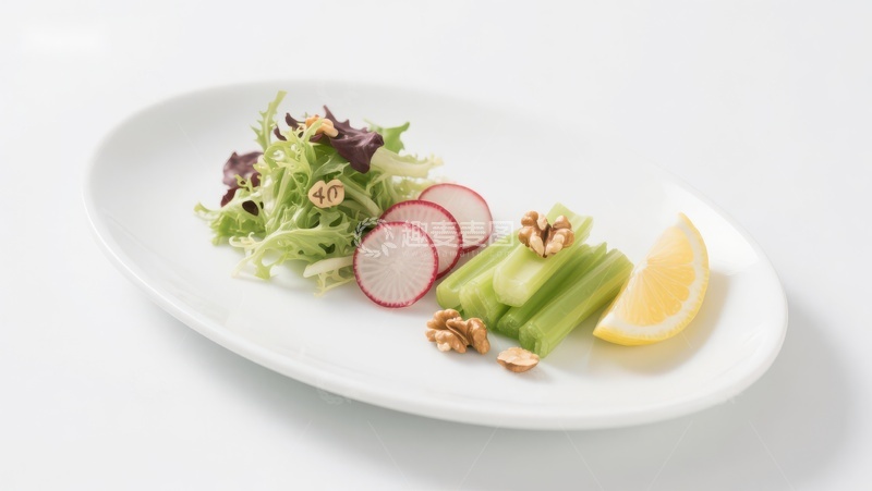 高清大图下载【趣麦麦图】清新蔬菜沙拉配柠檬片