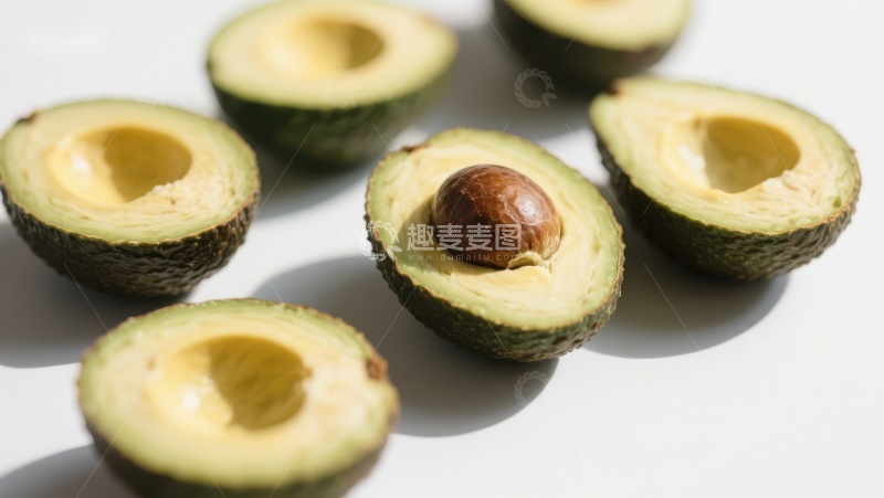 高清大图下载【趣麦麦图】新鲜切开的牛油果展示